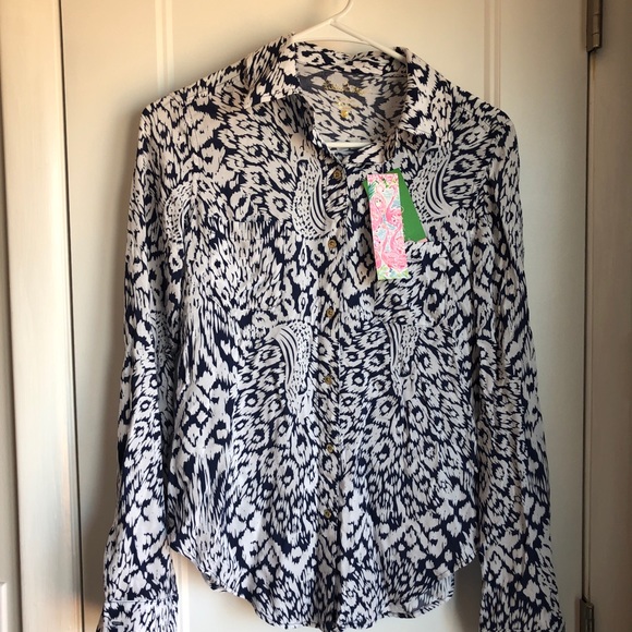 NWT Lilly Pulitzer sea view button down - Picture 2 of 4